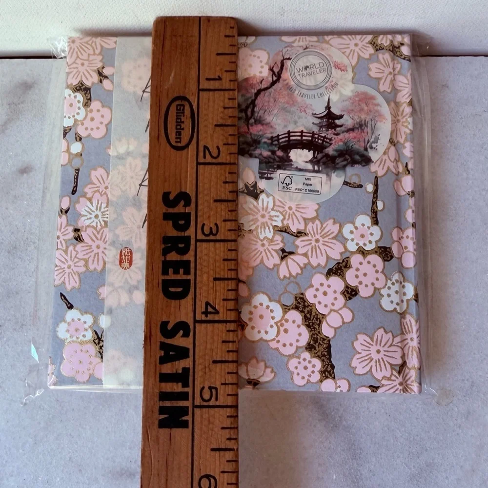 Japanese  notebook or journal featuring a cherry blossom (Sakura) pattern